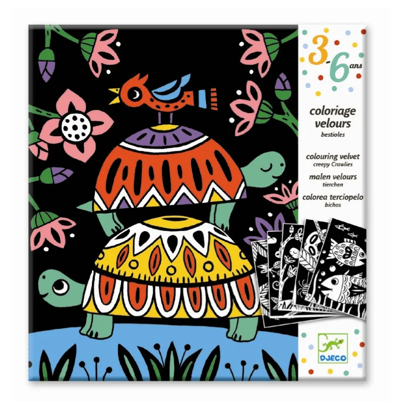 Djeco kreativ leg, velourmaling - Vilde dyr