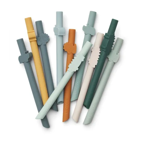 Liewood 10-pak silikone sugerør, safari - blue