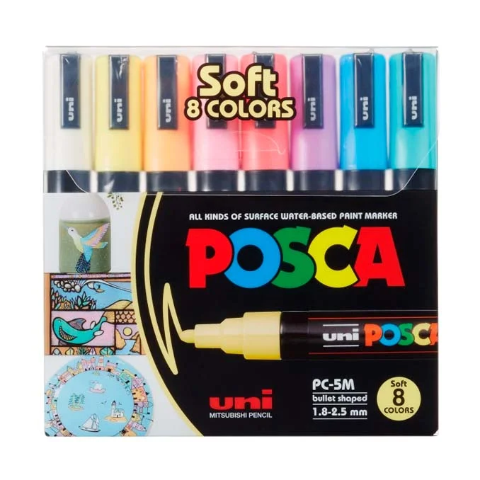 Posca marker PC-5M, 8-pak pastelfarver