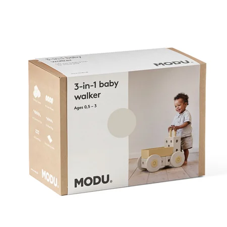 MODU 3-i-1 Gåvogn Baby Walker - Sand Grey/Honey Yellow