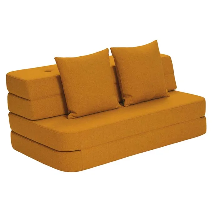 by KlipKlap 3 Fold sofa mustard med mustard knap