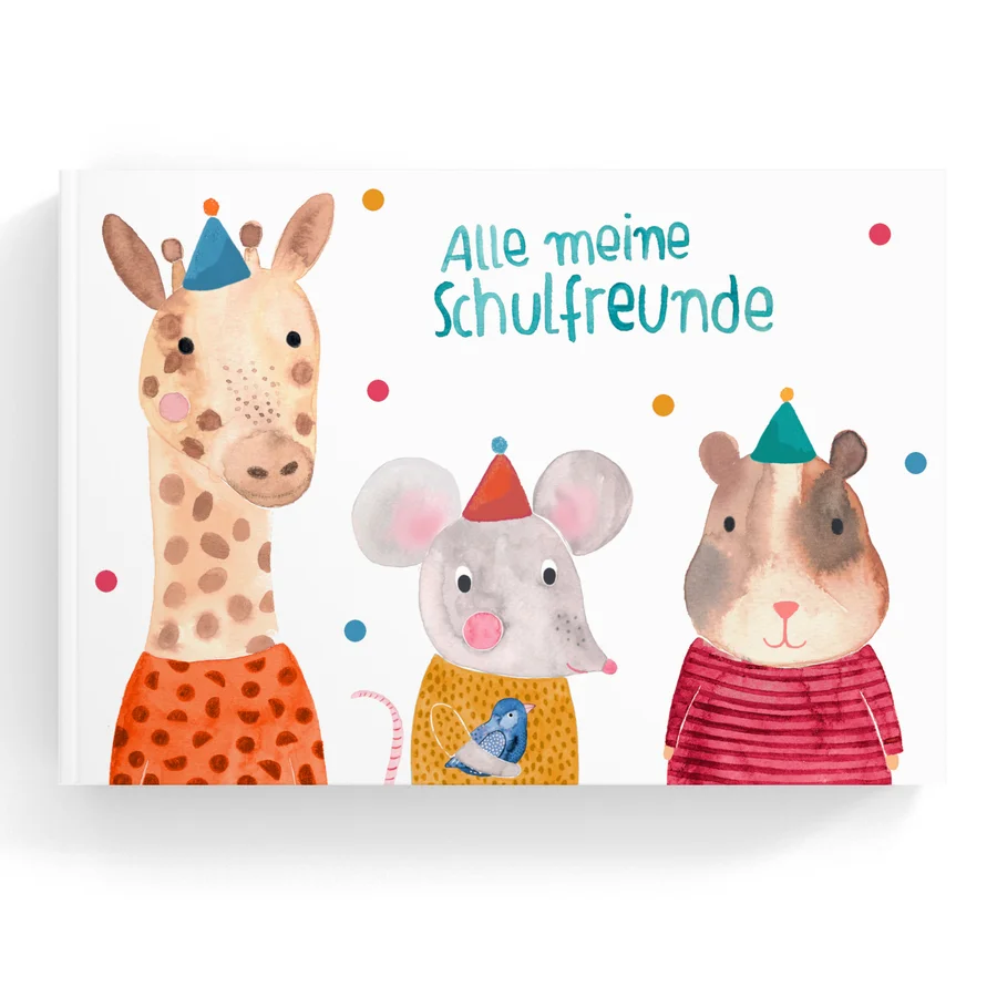 Freundebuch *Alle meine Schulfreunde* mit Giraffe, Maus & Hamster