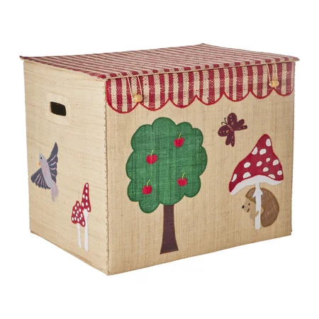 Rice ekstra stor sammenklappelig opbevaringskurv, happy forest