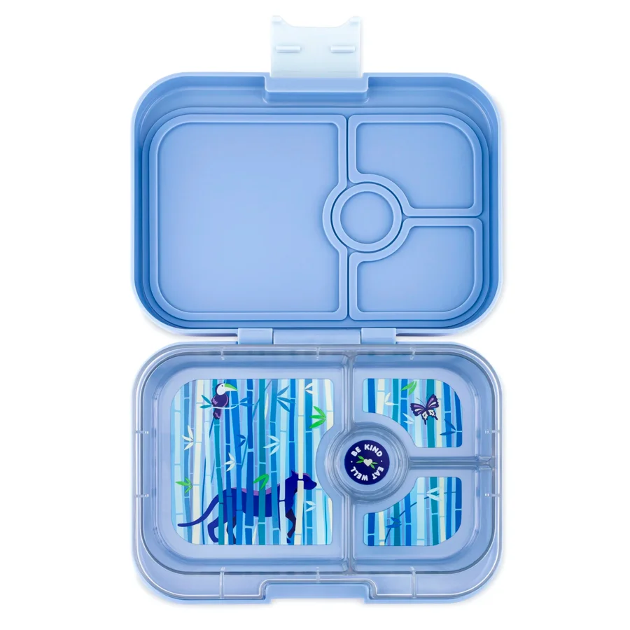 Yumbox Panino Brotdosen m. 4 Fächern, Hazy Blue - Panther tray