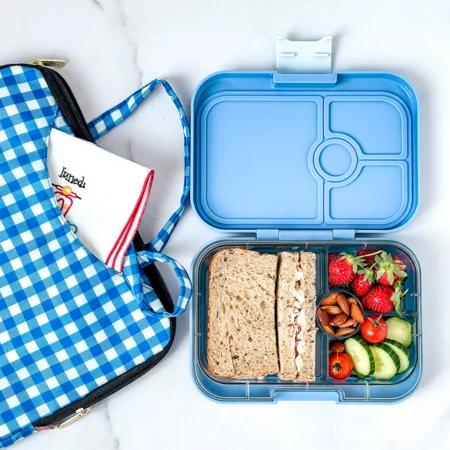 Yumbox Panino Brotdosen m. 4 Fächern, Hazy Blue - Panther tray