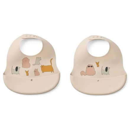 Liewood Ember 2er-Pack Lätzchen, Cats And Dogs/Sandy