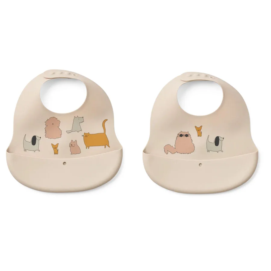 Liewood Ember 2er-Pack Lätzchen, Cats And Dogs/Sandy