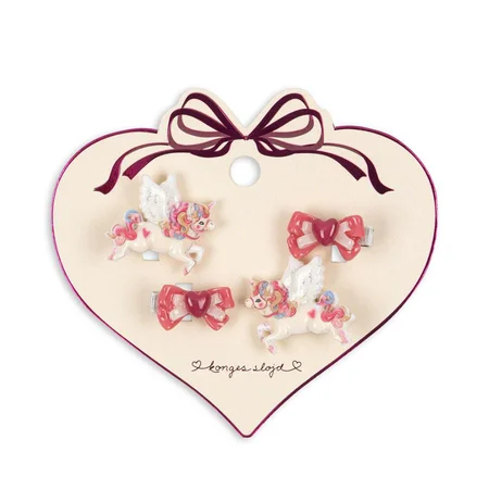 Konges Sløjd 4er-Pack Haarspangen Schleife und Einhörner