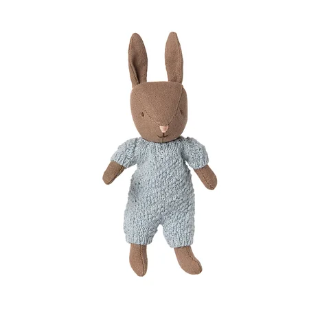 Maileg Hase Micro, Braun - Blauer Strickbody