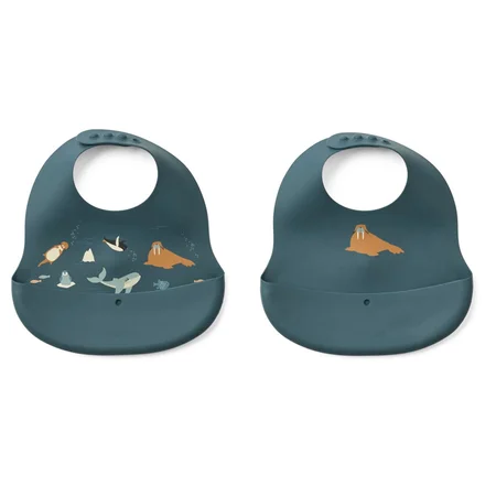 Liewood Ember 2er-Pack Lätzchen, Arctic Sea/Ocean View