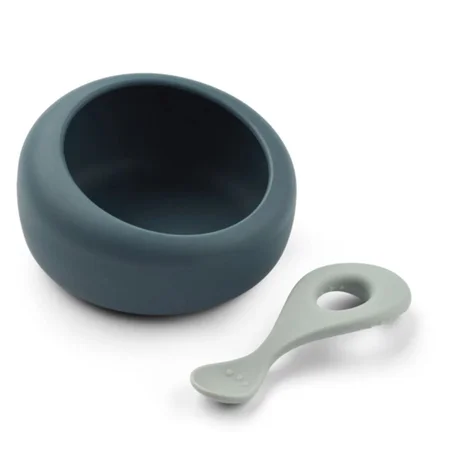 Liewood Sparia Skål Med Ske, Whale Blue/Dove Blue