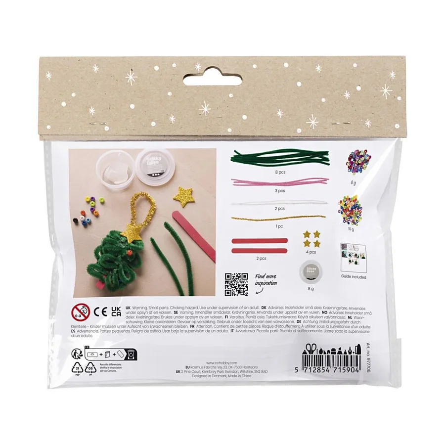 Creativ Company Mini DIY Kit Dekoration, Herzen und Weihnachtsbäume