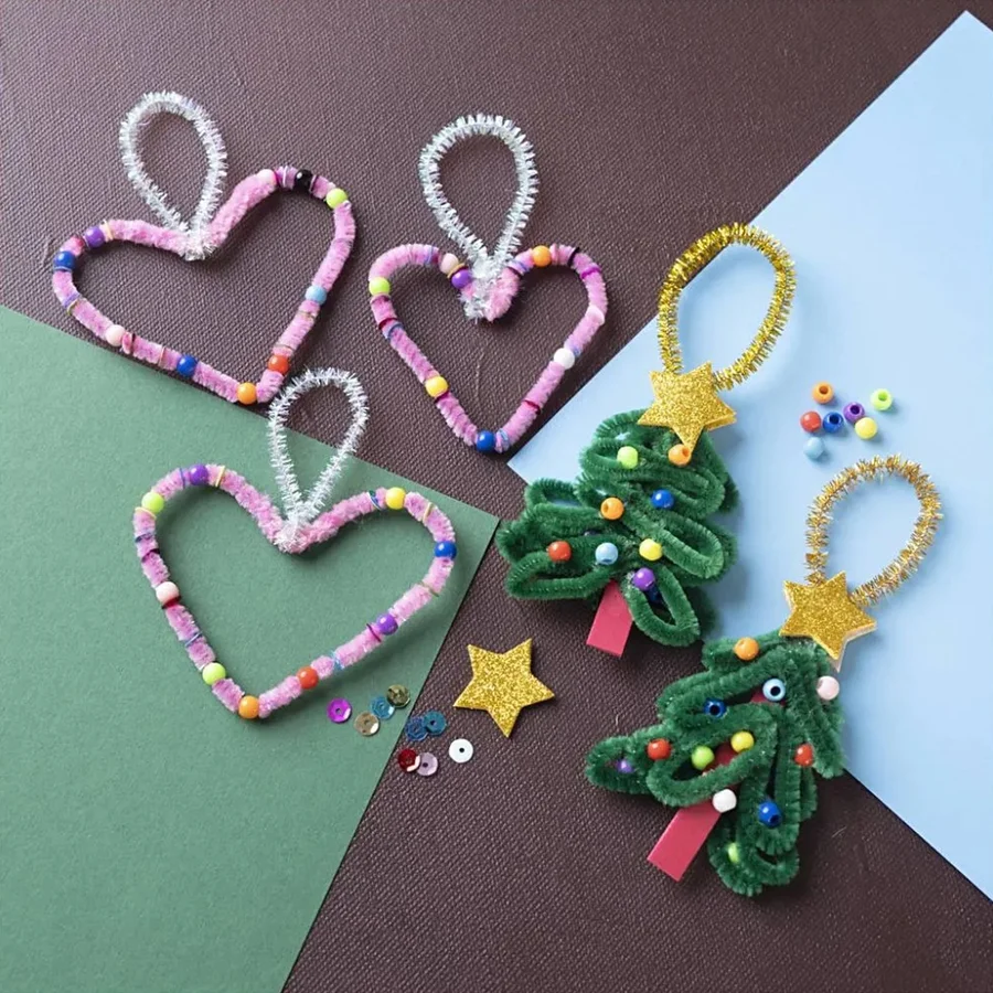 Creativ Company Mini DIY Kit Dekoration, Herzen und Weihnachtsbäume