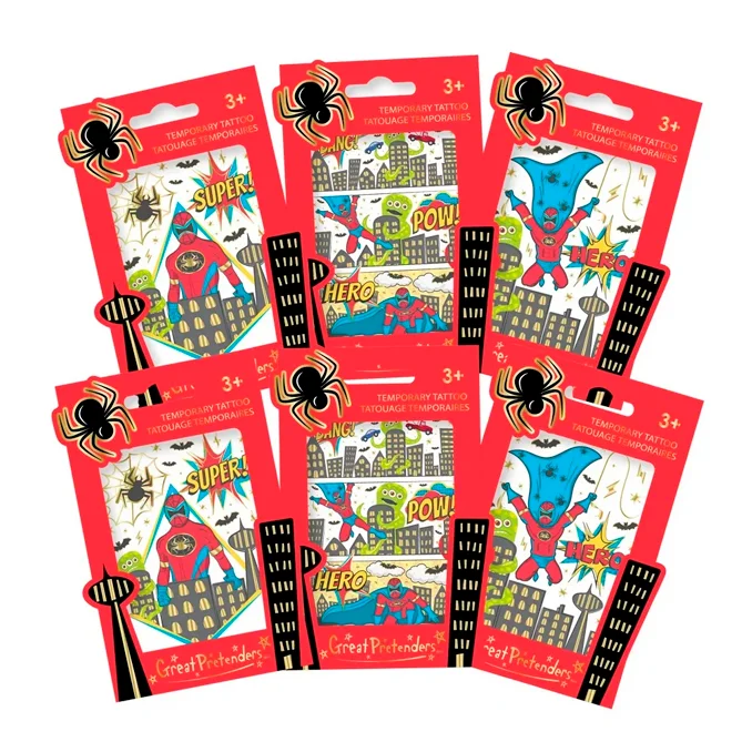 Tattoos "Super Hero", verschiedene Varianten, Great Pretenders 