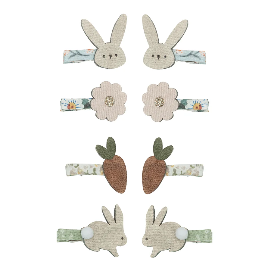 8 Haarspangen - Mini Bunny & Flower, Mimi & Lula