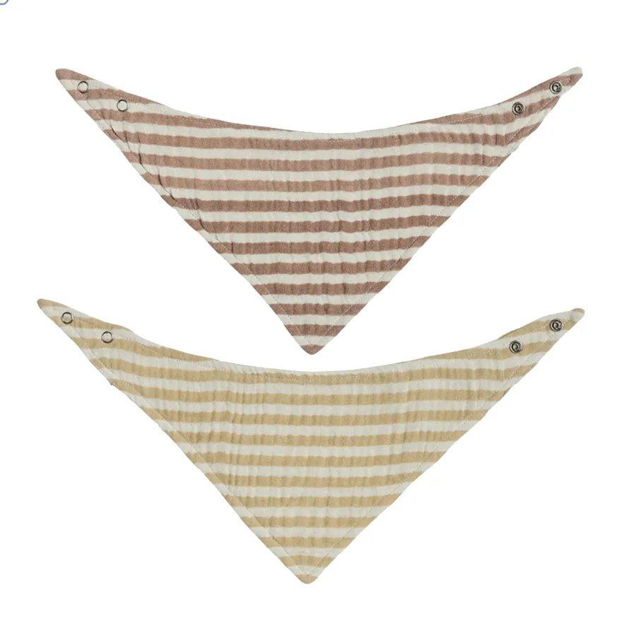 OYOY 2-pak savlesmæk striped Drool, natural / caramel