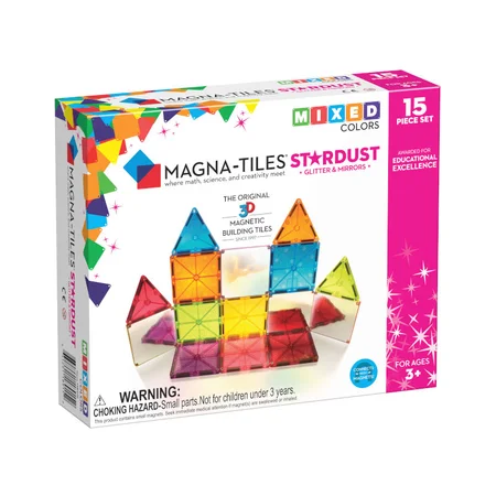 Magnetbausteine Stardust, clear - 15 Teile, Magna-Tiles 
