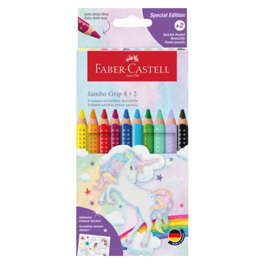 Faber-Castell Jumbo Grib Aquarell-Dreikantstifte 8 + 2 Sparkle