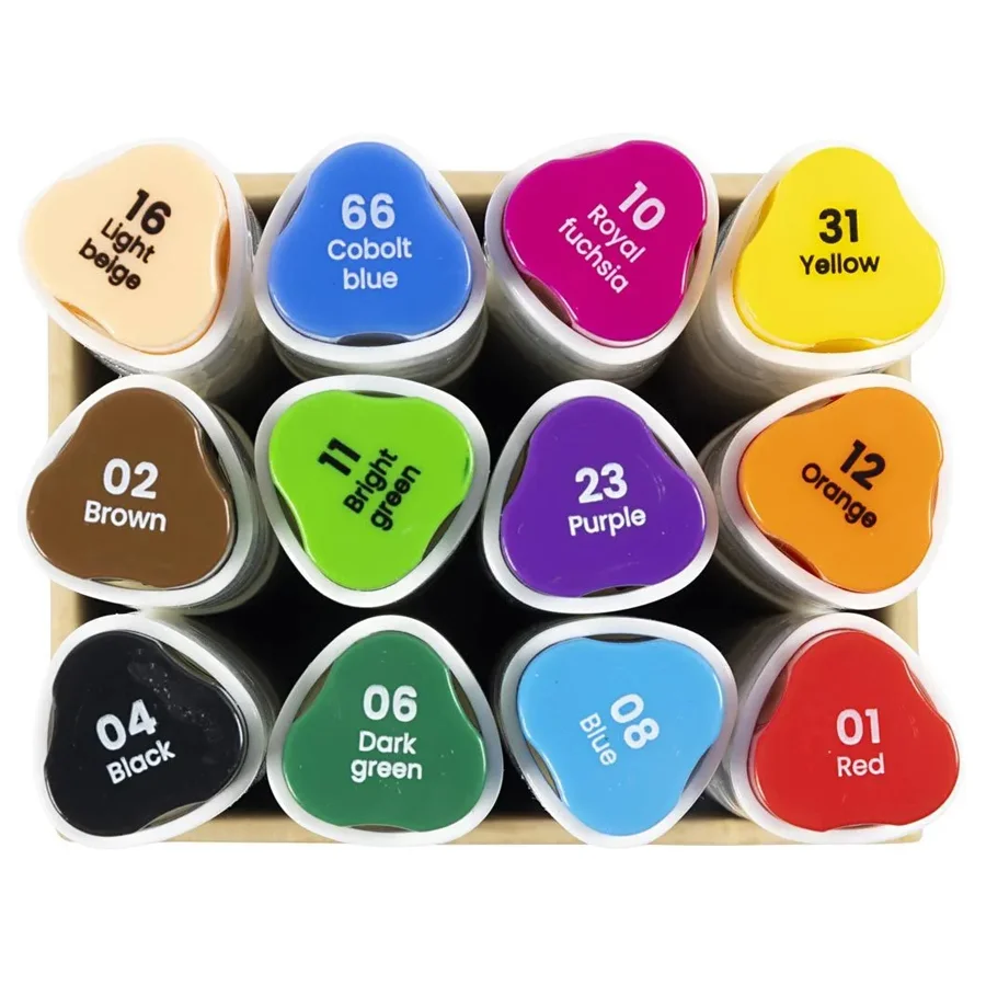 Illustrations-Marker, 12 stk Standardfarben, Strich 1+8 mm