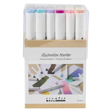 Illustrations-Marker, Pastellfarben - Standardfarben, Strich 1+8 mm