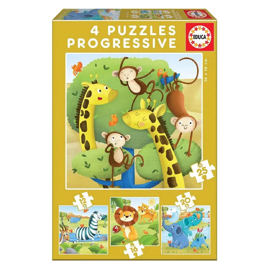 Educa Puzzle Set 4-teilig, Wilde Tiere
