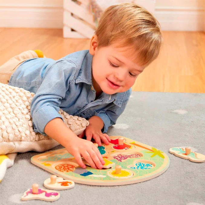 B Toys Knopf-Puzzlespiel "Dino"