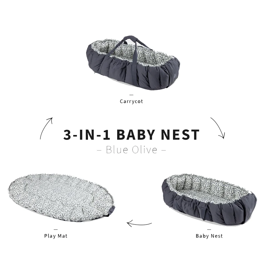 Sebra 3-in-1 Babynest, blue olive