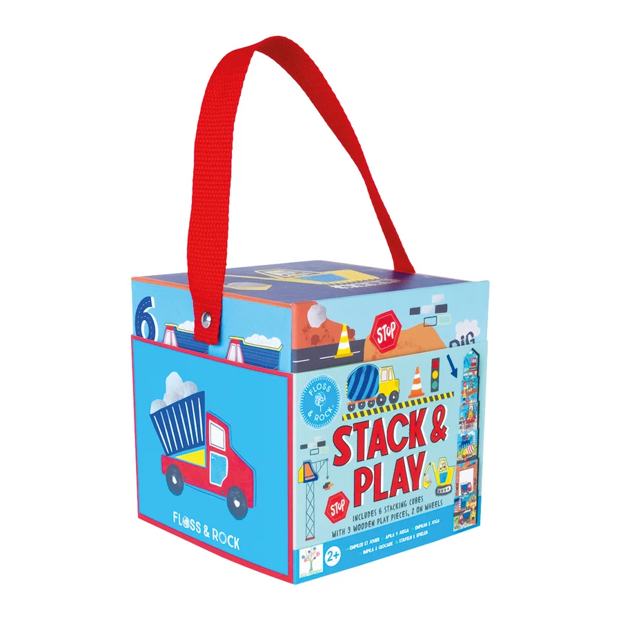 Floss & Rock Stapelblöcke aus Karton mit Figuren, Construction