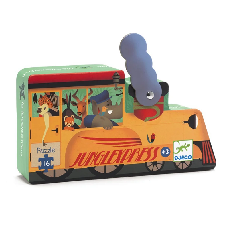 Djeco silhouet puslespil, lokomotiv - 16 brikker