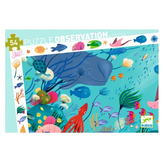 Djeco Beobachtungspuzzle mit Meerestieren, 54 Teile