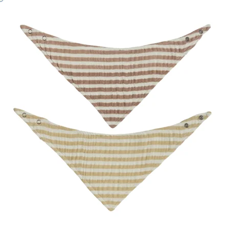 OYOY 2-pak savlesmæk striped Drool, natural / caramel