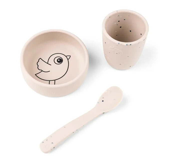 Done by Deer Silikone, Første spisesæt Birdie - Sand