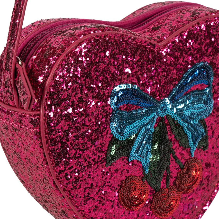 Konges Sløjd Tut Umhängetasche Glitzerherz, Sangria