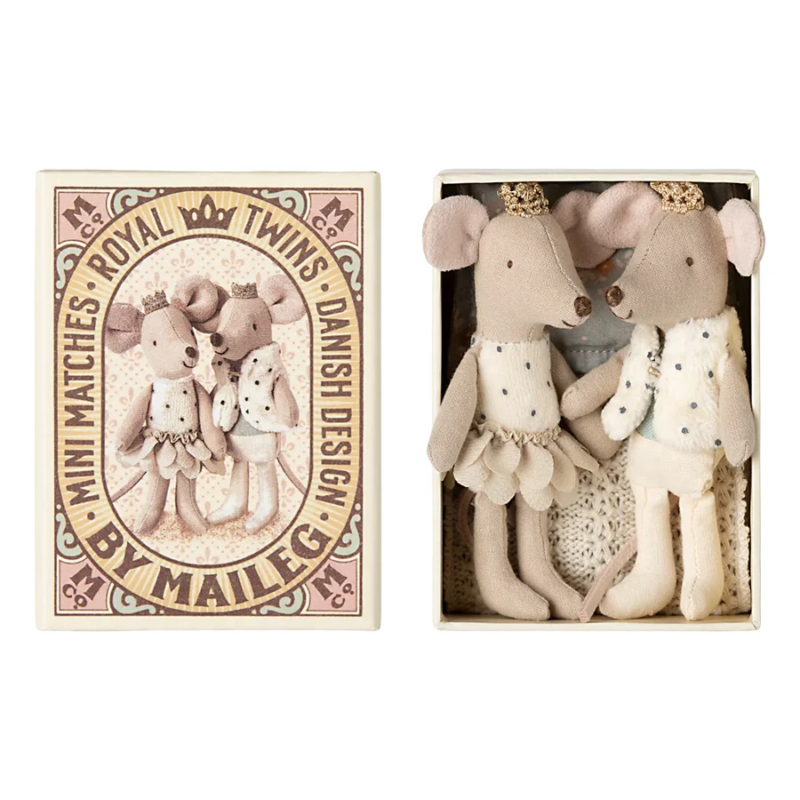 Maileg royale Zwillingsmäuse in der Streichholzschachtel
