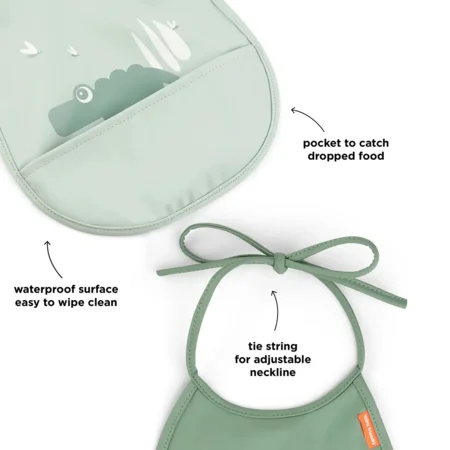 2er-Pack Lätzchen mit Tasche Croco, green, Done by Deer   