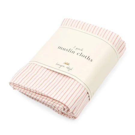 Konges Sløjd 3er-Pack Muslin Stoffwindel, Stripie Petite Rose