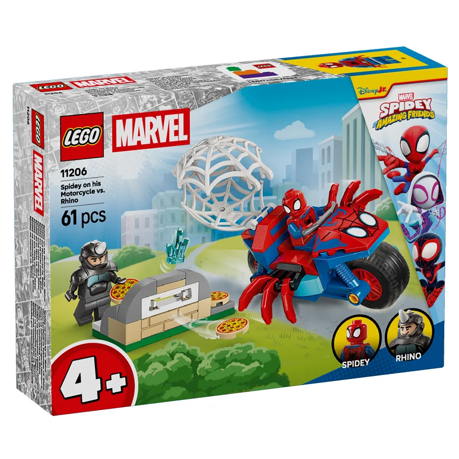 LEGO® MARVEL Spidey auf seinem Motorrad gegen Rhino