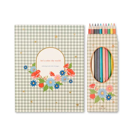 Konges Sløjd Malbuch und Farben, green tea check