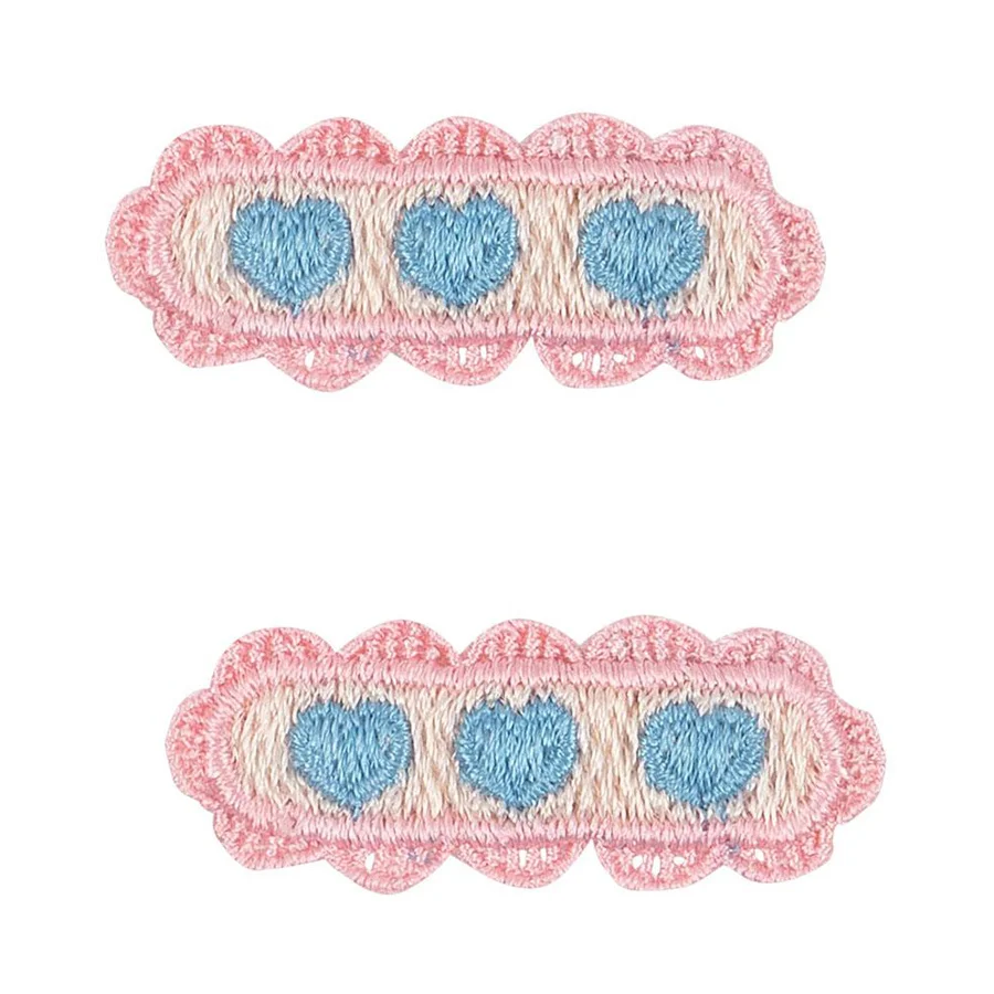 Konges Sløjd 2er-Pack Haarspangen mit Herzstickerei