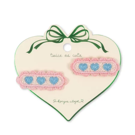 Konges Sløjd 2er-Pack Haarspangen mit Herzstickerei