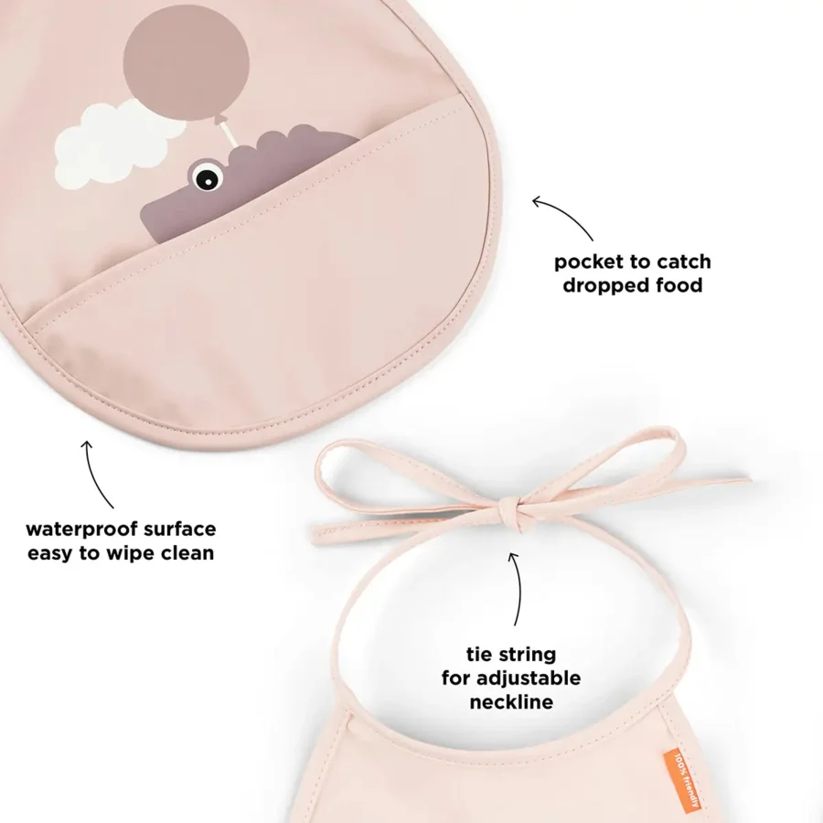 2er-Pack Lätzchen mit Tasche, Happy Clouds, powder, Done by Deer