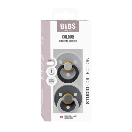 BIBS Colour Studio Fusion 2er-Pack Schnuller Größe 1, Cloud & Iron