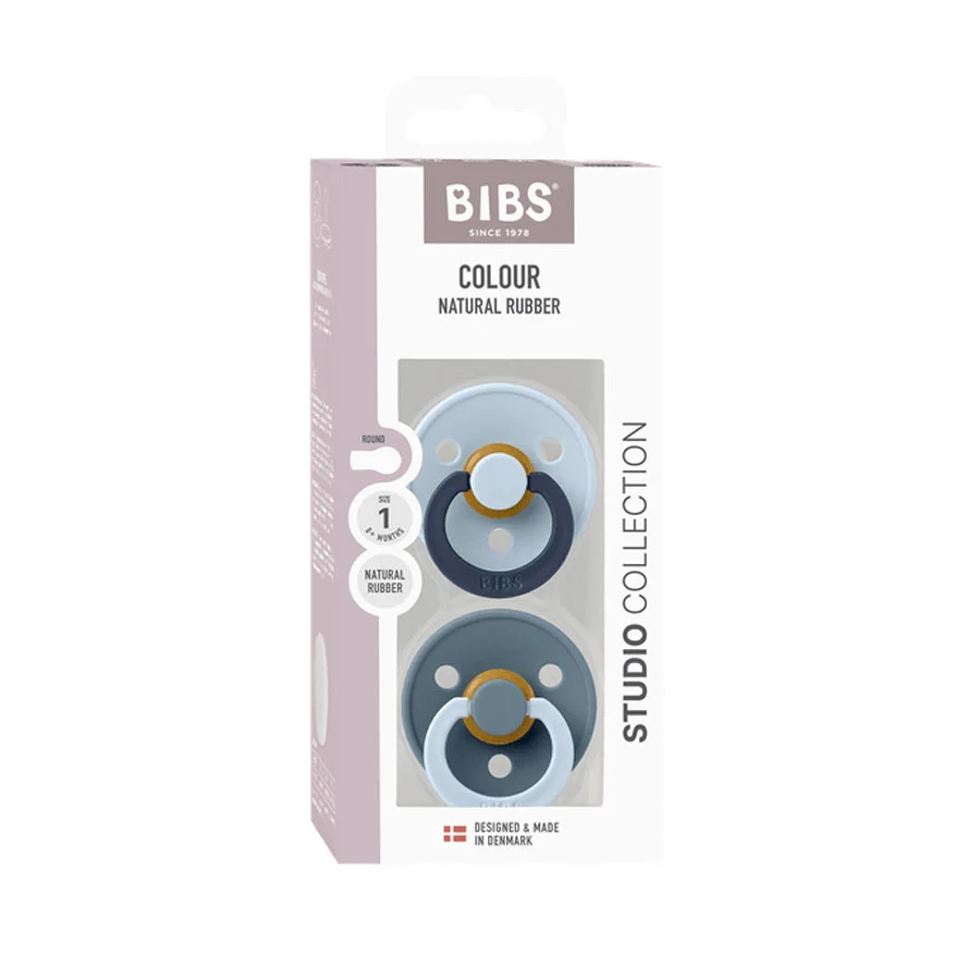 BIBS Colour Studio Fusion 2er-Pack Schnuller Größe 1, Baby Blue & Petrol