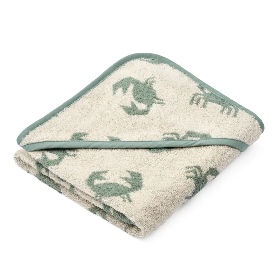 Liewood Alba Baby Kapuzen-Handtuch, crab/sandy