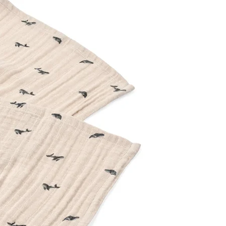 Liewood Lewis Muslin Stoffwindel 2er-Pack, Mini Whale/Sandy