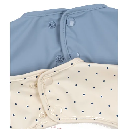 Konges Sløjd 2er-Pack Lätzchen mit Ärmeln, Navy Dot / Rain Washed