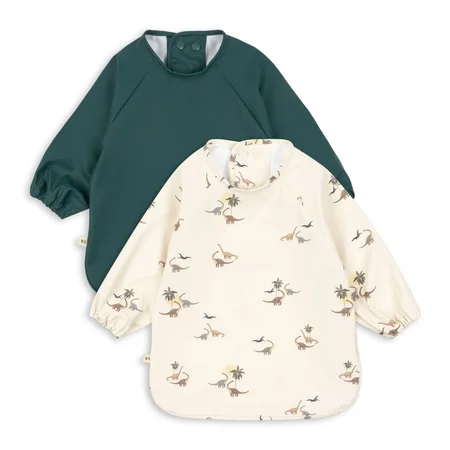 Konges Sløjd 2er-Pack Lätzchen mit Ärmeln, Kubi/Rain Forest