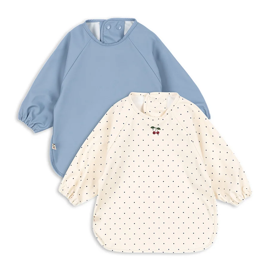 Konges Sløjd 2er-Pack Lätzchen mit Ärmeln, Navy Dot / Rain Washed