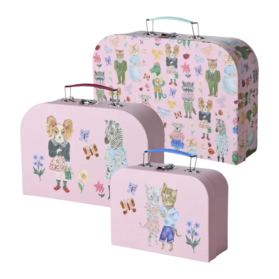 Rice Kartonkoffer 3er-Pack Nathalie Lété Druck, Rosa