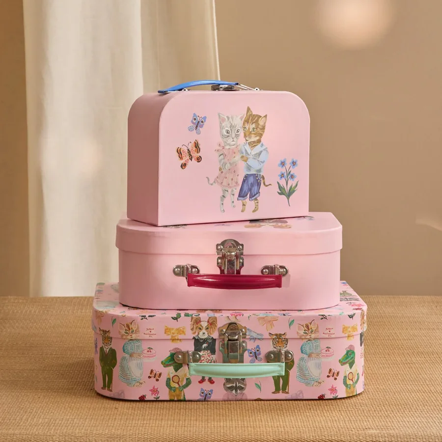 Rice Kartonkoffer 3er-Pack Nathalie Lété Druck, Rosa